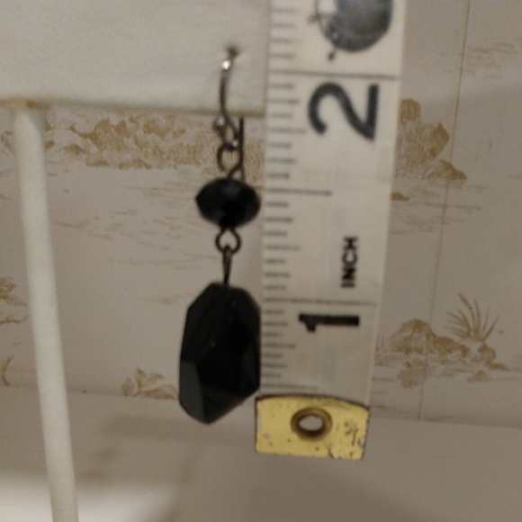 Holiday Party Black Onyx Statement Drop Earring Tuxedo Rock Mineral 925 Silver - Picture 5 of 6